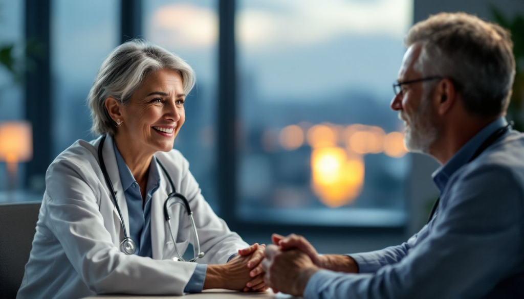 A pain management specialist doctor discussing treatment options with a patient.
